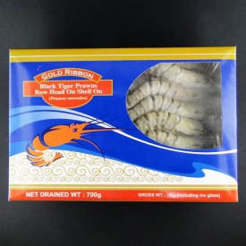 [Frozen] Gold Ribbon Black Tiger Prawns H/on 16/20 1kg (700g net)