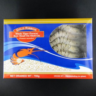 [Frozen] Gold Ribbon Black Tiger Prawns H/on 16/20 1kg (700g net)