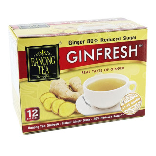 Ranong Tea Ginfresh Ginger Drink 80% Reduced Sugar 5g×12 (HALAL)