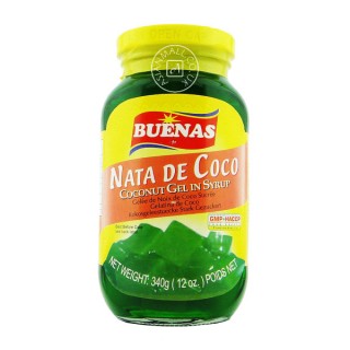 BUENAS Nata De Coco Coconut Gel in Syrup - Green 340g(HALAL)