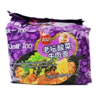 Unif 100 Instant Noodles - Artificial Beef with Sauerkraut Flavor 119g×5